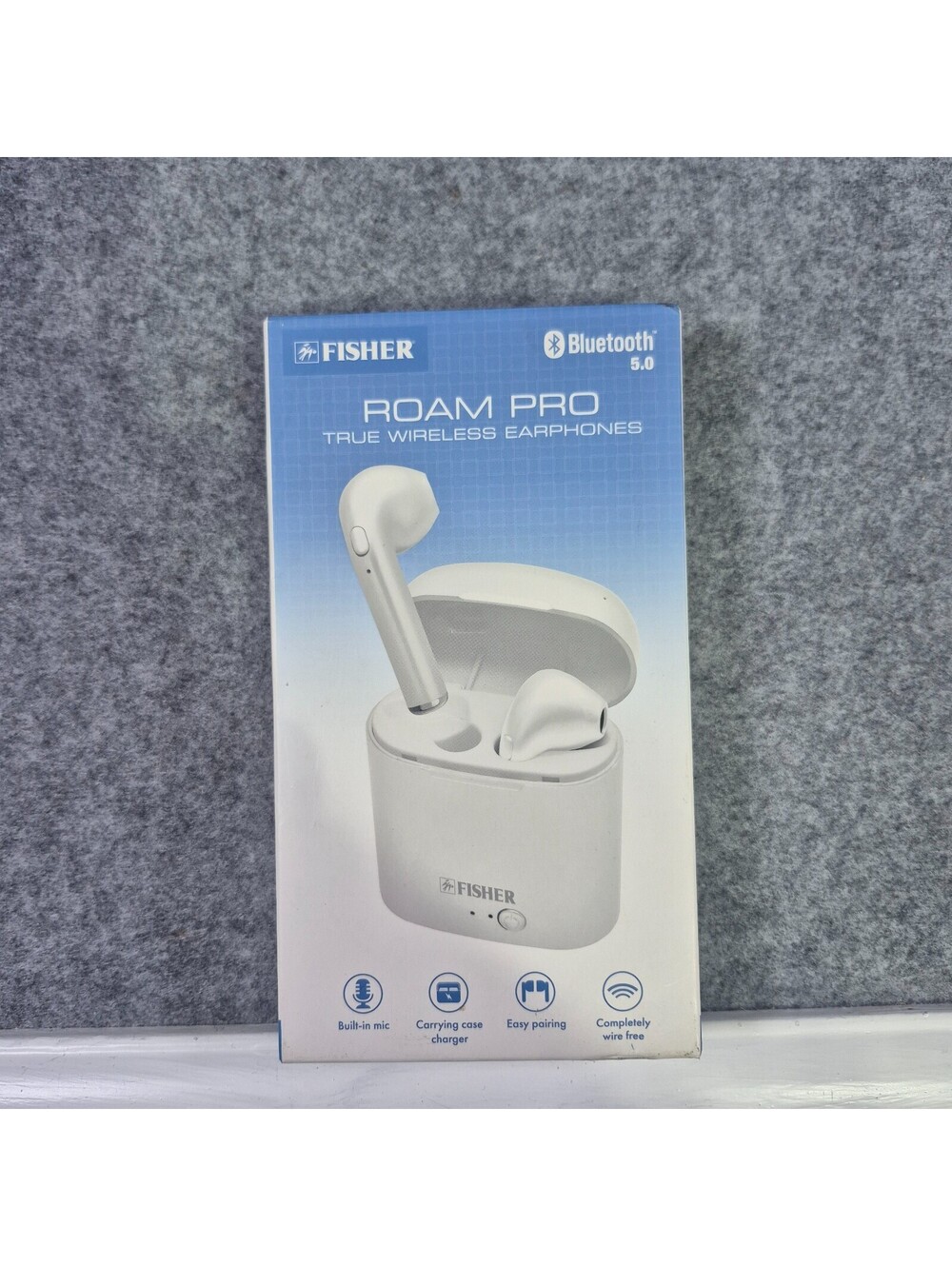 New Fisher ROAM PRO True Wireless Earphones Bluetooth White Carry Case Charger